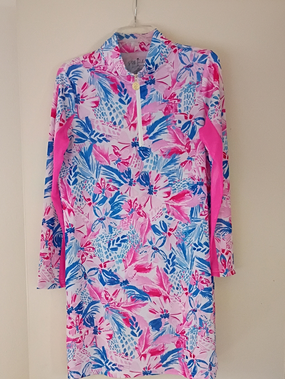 Stella Parker UPF 50 Pullover Quarter Zip Golf Dress Deep Sea Pink Medium